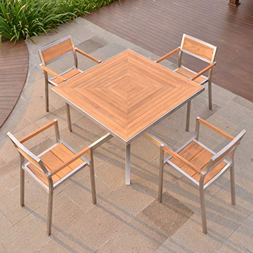 Esstisch Andalo Edelstahl Teak Massivholz Tischplatte 100 x 100 cm