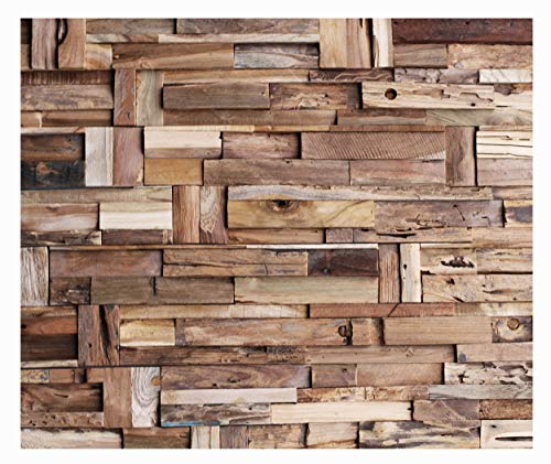 HO-M-014-1 Paneele Teak Wandverkleidung Holz Wandverblender Holz-Design Wand-Deko Wood Wall Panel - Fliesen Lager Verkauf Stein-mosaik Herne NRW