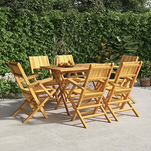 DCRAF Nice Outdoor Nette Outdoor Sitzgelegenheit Outdoor Stühle Klappstühle Gartenstühle 6 Stück 55x61x90cm Massivholz Teak