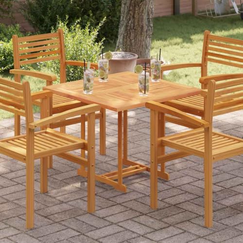 Mokuyary Tischplatte Massivholz Teak Quadratisch 80×80×2,5 cm Tischplatte, Holzplatte für Tisch Esstisch Couchtisch, Ersatztischplatte, Massivholzplatte