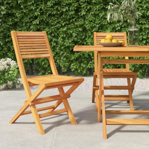UTSRABFA Gartenstühle Terrassenstuhl Lobby-Stuhl Freizeitstühle Gartenstühle 2 STK. Klappbar 47x62x90 cm Massivholz Teak Geeignet für Außenbereich, Garten, Gästezimmer, Rasen