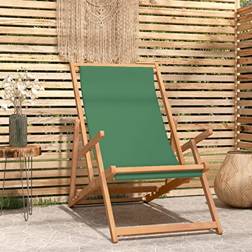 Tidyard Strandstuhl Klappbar Liegestuhl Sonnenliege Strandliege Gartenliege Faltliege Campingstuhl Klappstuhl Massivholz Teak Grün