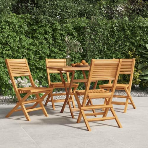 Owoxanthellate 4er Set klappbare Gartenstühle aus massivem Teak 47 x 62 x 90 cm wetterfest platzsparend für Balkon Terrasse Camping