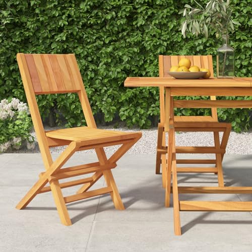 Xichuzi Gartenstühle 2 STK. Klappbar, Balkonstuhl, Terrassenstühle, Gartensessel, Garten Stühle, Gartenmöbel, Balkon Stühle, Sessel Outdoor, 47x61x90 cm Massivholz Teak