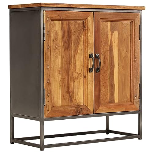 CIADAZ Sideboard, Kommode Schlafzimmer, Kommoden & Sideboards, Wohnzimmerschrank, Flur Kommode, Zimmer Möbel, Recyceltes Teak und Stahl 65 x 30 x 70 cm