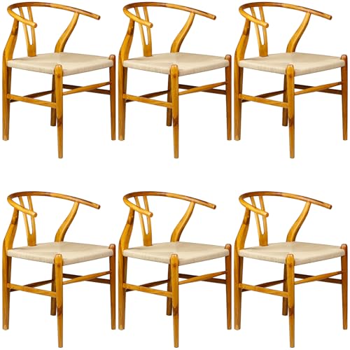 Casa Moro Esszimmerstühle Essstühle Esszimmerstuhl Esstisch Stühle mit Armlehne Teak Holz 6 er Set Walnuss