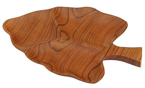 Exquisite Knabberei Holz Schale Teakholz Blatt Deko Handarbeit Bali Teak 02