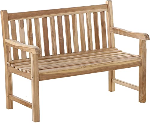 SAM Gartenbank Java, 2-Sitzer Sitzbank 120 cm, Teakholz massiv, Holzbank für Balkon, Terrasse, Wintergarten oder Garten, pflegeleichtes Unikat, Holzbank, Gartenmöbel