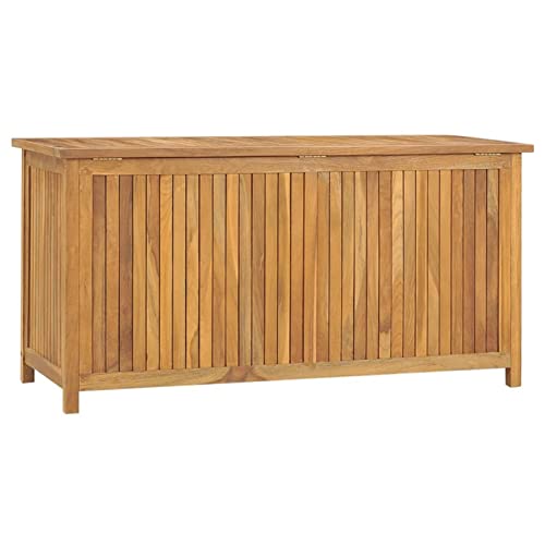 Chaduof Gartenbox, Aufbewahrungsbox, Auflagenbox, Kissenbox, Outdoor Schrank, Box Für Gartenauflagen, Balkon Box, 114x50x58 cm Massivholz Teak