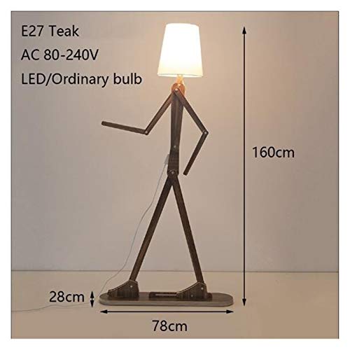 Standleuchte Nordic Moderne minimalistische kreative humanoide Stehleuchte E27 220V LED Persönlichkeit Stehlampe for Schlafzimmer Wohnzimmer Hotelbüro Studie (Lampshade Color : Teak)