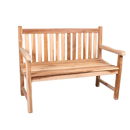 Ambientehome 2 Sitzer Bank Teakholz Gartenbank Teakbank, ca. 100 cm breit