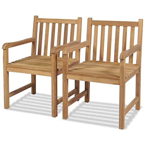 Fasba 2X Teak Massiv Gartenstuhl mit Armlehne Essstuhl Holzstuhl Gartensessel Stuhl Stühle Sessel Gartenstühle Terrassenstuhl Garten