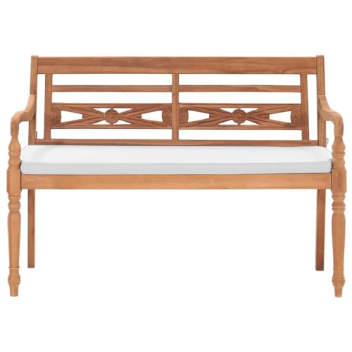 Genérico Wenjingqi Batavia Bank mit Kissen, 120 cm, Teakholz, Braun 43057