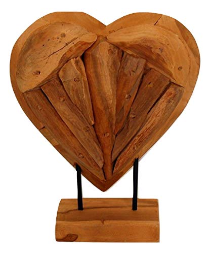 Sesua Holzherz Teak Holz Natur massiv Herz 30 cm