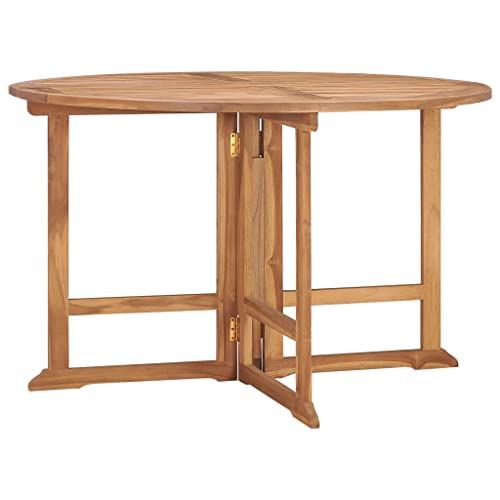 XINCXIN Garten-Esstisch, balkontisch wetterfest gartenmöbel Dining Table gartentisch terrassentisch Outdoor Tisch Geeignet für Living Room Lounge Balcony Terrace Klappbar Ø110x75 cm Massivholz Teak