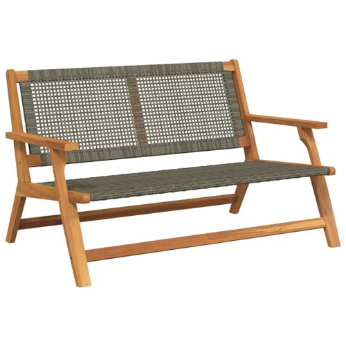 vidaXL 2-teiliges modernes Gartenstuhl-Set Grau Teakholz mit Poly-Rattan ideal für Terrasse, Balkon und Garten. Gemütliche Sitzlösung für eine Person, langlebige Stühle für die Lounge.
