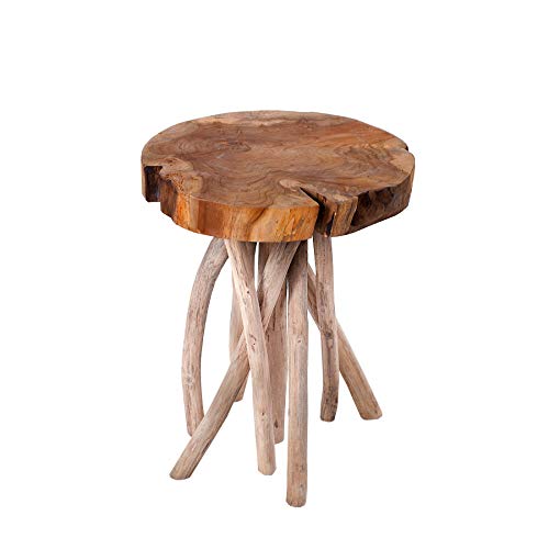invicta INTERIOR Exklusiver Teakholz Beistelltisch Root 45cm massiver Hocker aus Wurzelholz Couchtisch Natur
