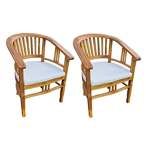 Yiibcio Sessel Freizeit Sofa Stühle 2er Set Teak Stuhl mit Kissen Gartenstuhl Esszimmerstuhl Armlehnstuhl für Büro, Schlafzimmer, Küche, Wohnzimmer, Eingang