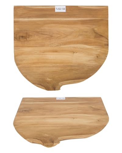 wohnfreuden Teakholz Waschtischplatte 60 cm rustikal lasiert Aufsatzwaschbecken Bad Möbel, Waschtischplatte OLANDO ab 60 cm:TvS2.138