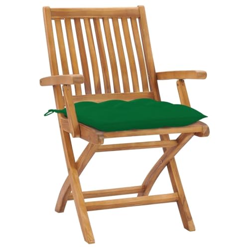 [NEU] Enshey Gartenklappstühle aus Teakholz mit Kissen – Set mit 4 Outdoor-Stühlen – Klappstühle aus massivem Holz mit bequemen Kissen-Gr