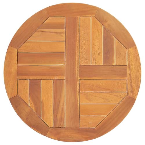IBUQDDV Massivholz Tischplatte Teak Rund 50 cm Durchmesser 2,5 cm Stärke Langlebig Witterungsbeständig Gartenmöbel Rustikale Optik Einfache Reinigung