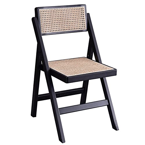 Folding chair Retro-Rebe-Klappstuhl, Home Simple Restaurant-Stuhl/Lounge-Stuhl, Teak-Farbe/Holzfarbe/Walnussfarbe/Schwarz, 45 * 51 * 83cm (Color : Black)