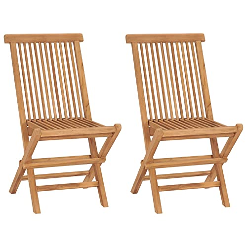 ShGaxin Klappbare Gartenstühle 2 STK Hochlehner, Campingstühle, Lehnstühle, Wetterfest Stuhl, Garden Chair, Massivholz Teak