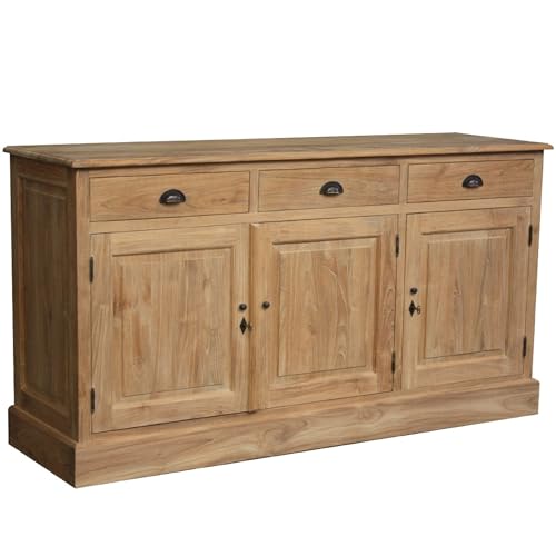 Teako Design Sideboard Sandarne aus Teakholz, 180 cm, Wohnzimmer, Landhausstil Kommode, naturfarben, Harmonische Einrichtung, Massivholz Anrichte FLEGT-lizenziert, Robust