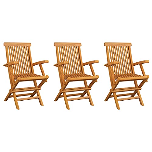 Youuihom Stühle für draußen Liegestuhl Garten-Freizeitstuhl Gartenstühle 3 STK. Massivholz Teak Geeignet für Rasen, Strand, Swimmingpool, Garten, Rasenflächen