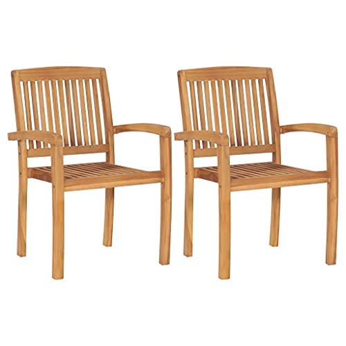 MSLAONXC Garten-Essstühle 2 STK.,Freizeitstuhl,Outdoor-Möbel,Sessel,Esszimmer Stühle,Camping Stühle,Party-Stühle,Balkonsessel,Gartenmöbel Stühle,für Garten,Balkon,Rasen, Stapelbar Teak Massivholz