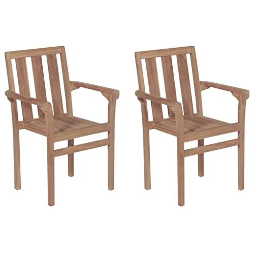 Myheimly Stapelbare Gartenstühle 2 STK. Massivholz Teak