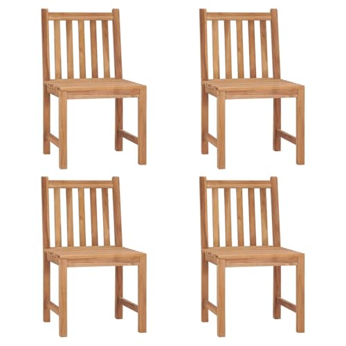 Eleganz 4er Set Gartenstühle aus fein geschliffenem Teakholz mit Kissen – Langlebiges Gartensitzmöbel für Terrasse und Garten