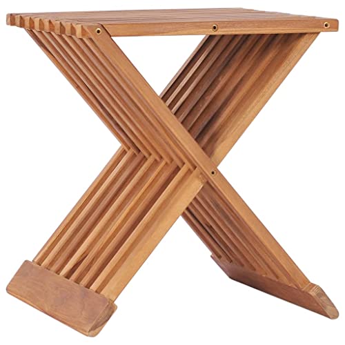 GCHDHAPB Home-Chairs, Klappstühle & Hocker, Klapphocker 40x32x45 cm, massives Teakholz