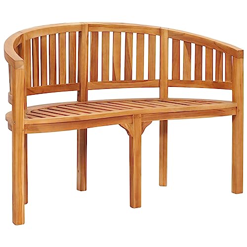 ZEYUAN Bananenbank, Sitzbank Garten, Outer Banks, Gartenbank, Außenbank, Bank Outdoor, Gartenmöbel, 120 cm Massivholz Teak