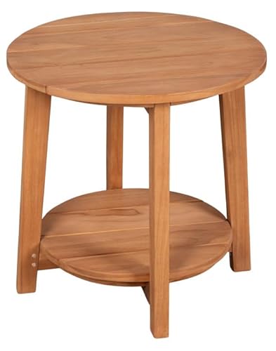 MR. DEKO® Gartentisch Milton Teakholz | Beistelltisch rund Ø 50 x 50 cm (DxH) | Tisch Outdoormöbel aus Teak | Tisch für Balkon, Terrasse, Wintergarten, Garten
