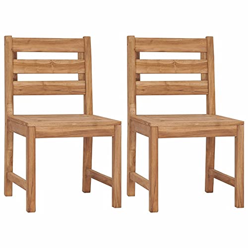 Iiaky Gartenstühle 2 STK. Massivholz Teak Hochlehner Gartenstuhl Patio Dining Chairs