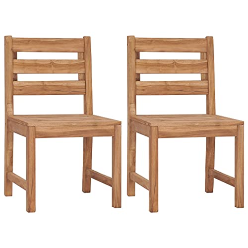 Owoxanthellate Gartenstuhl Set 2er Teak massiv 50x59x90 cm wetterfest & platzsparend Modernes Design Robust und Langlebig für Garten Terrasse Balkon