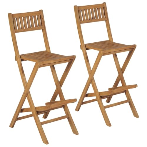 XINCXIN Klappbare Garten-Barhocker 2 STK., Terrassenstühle Chair Stühle Gartenstühle Geeignet für Balcony Outdoor Pool Terrace Massivholz Teak