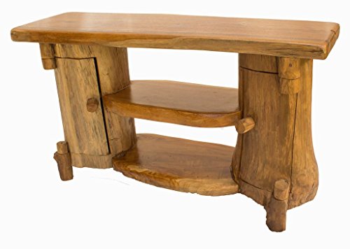 Windalf Handmade Hobbit-Style Holz-Kommode MANI 90 cm Teakholz Schränkchen Sideboard Flurschrank Schlafzimmer Küchenschrank Unikat