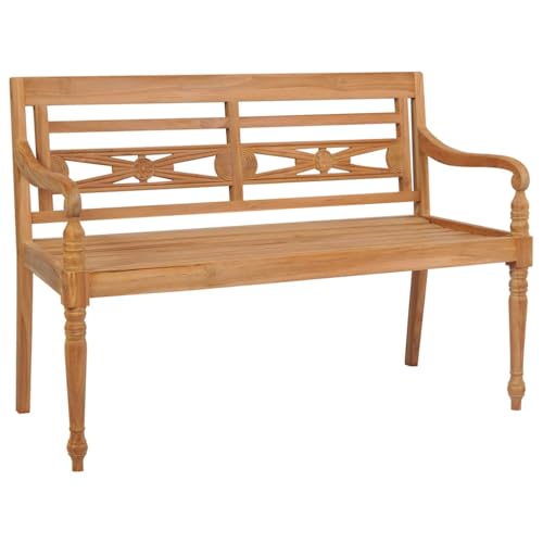 Genérico Wenjingqi 3062159 Batavia Bank aus massivem Teakholz mit Kissen, Grün, 120 cm