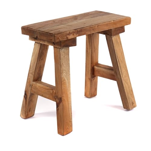 DESIGN DELIGHTS Holz HOCKER Rustico | 52x50 cm (HxB), Mahagoni & Teakholz | Sitzhocker, Beistellhocker, Holzhocker, Pflanzenhocker, Naturholz Teakhocker, Blumenhocker