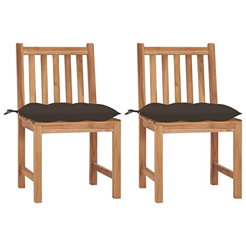 Xichuzi Gartenstühle 2 STK. mit Kissen, Gartensessel, Campingstuhl, Hochlehner, Balkonstuhl, Balkonmöbel, Terrassenstühle, Balkon Stuhl, Massivholz Teak