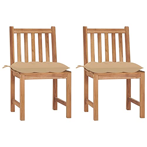 Xichuzi Gartenstühle 2 STK. mit Kissen, Gartenmöbel, Balkonstühle, Hochlehner, Balkonmöbel, Balkon Stuhl, Bistrostuhl, Garten Stühle, Armlehnenstuhl, Massivholz Teak