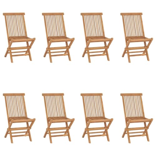 Gecheer Klappbare Gartenstühle 8 STK. Massivholz Teak, Gartenstühle Gartenmöbel Set Gartensessel für Gärten Innenhöfe Balkone Restaurants3096592