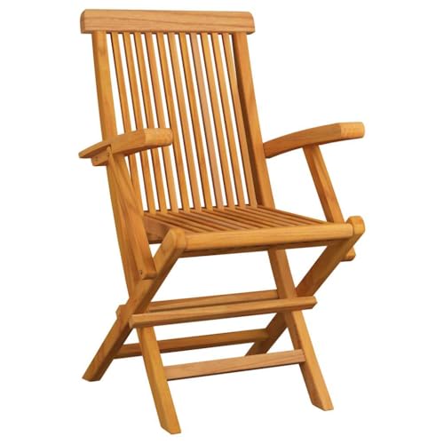 HEFZGDB Gartenstühle mit Hellgrünen Kissen 4 STK. Massivholz Teak Campinghocker Campingstuhl Gartenstuhl Kleiner Hocker für Balkon Terrasse Innenhof Garten