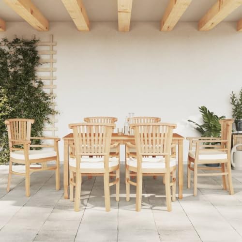 QJBSAVVA 7-TLG Garten-Essgruppe, Eckbank Balkon Tisch Camping Tisch Stuhl Set Fußhocker Geeignet für Café Speisesaal Outdoor Parks Massivholz Teak