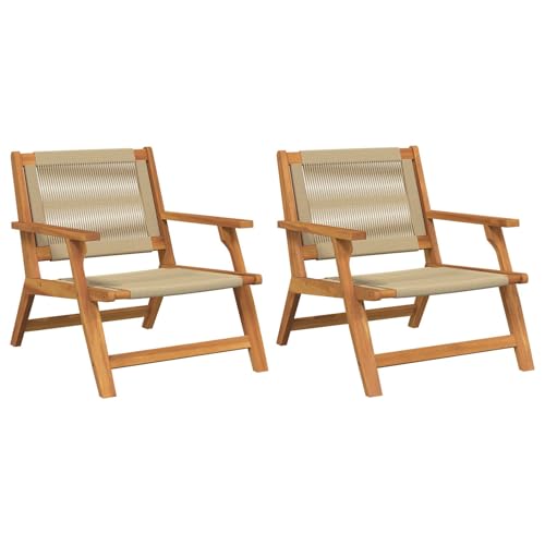 vidaXL Outdoor Teak Holz Stuhl Set mit 2 Stühlen Bankkissen für Garten- und Terrassensitzplätze, modernes Design, langlebige und solide Konstruktion