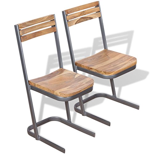 cangzhoushopping Esszimmerstühle 2 STK. Massivholz Teak Möbel Stühle Küchen- und Esszimmerstühle
