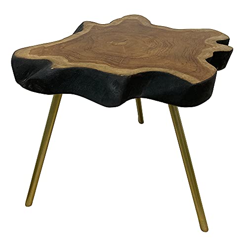 LEBENSwohnART Teak Beistelltisch ANOMALA-XL ca. D50-55cm Natural Couchtisch Wohnzimmertisch