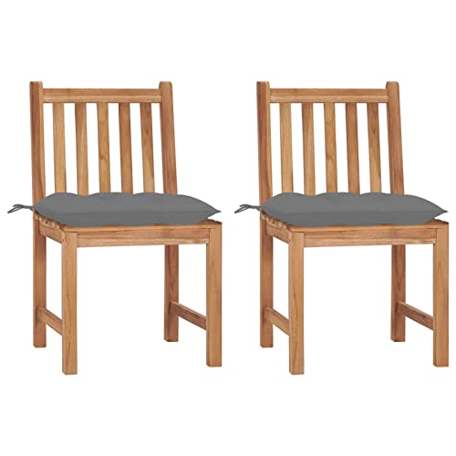 Xichuzi Gartenstühle 2 STK. mit Kissen, Gartenmöbel, Balkonstühle, Hochlehner, Balkonmöbel, Bistrostuhl, Garten Stühle, Armlehnenstuhl, Massivholz Teak